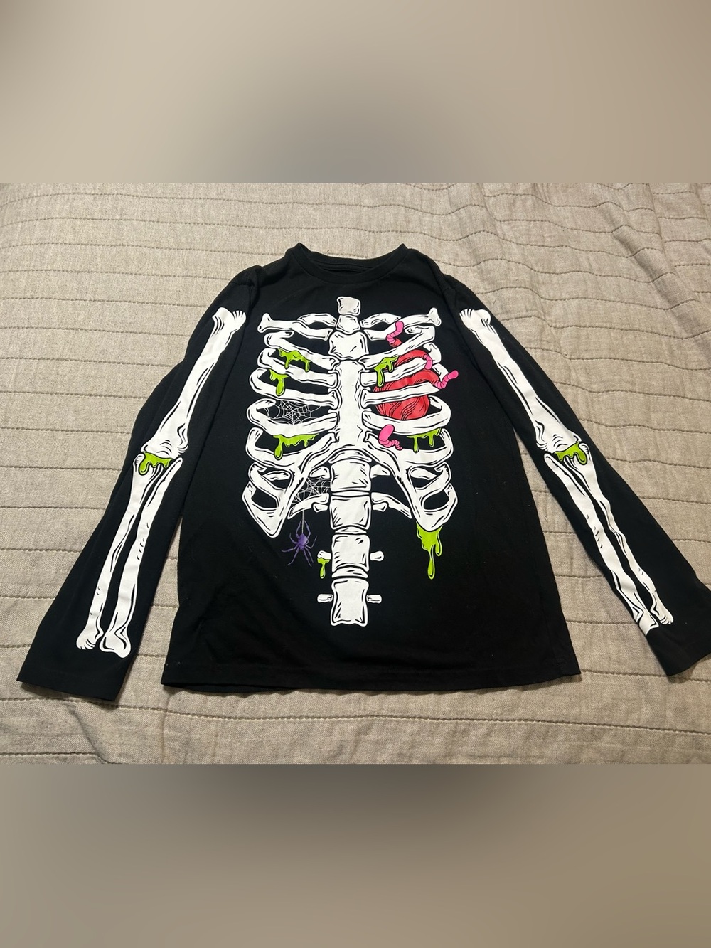 Boy's Long Sleeve Way To Celebrate! Skeleton Halloween Shirt Size Large 10/12